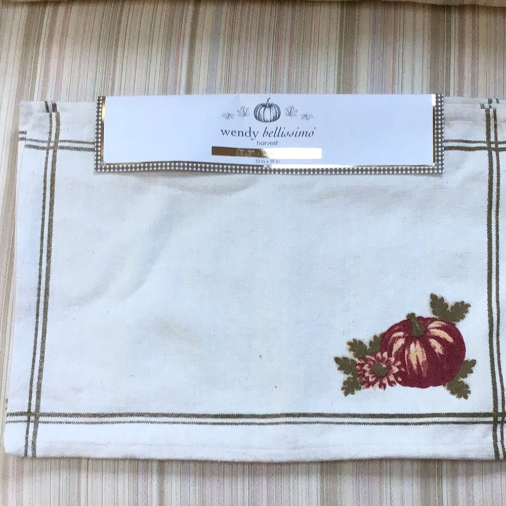 Wendy‎ Bellissimo Harvest Fall Autumn 100% Cotton Placemats Set of 4 NWT